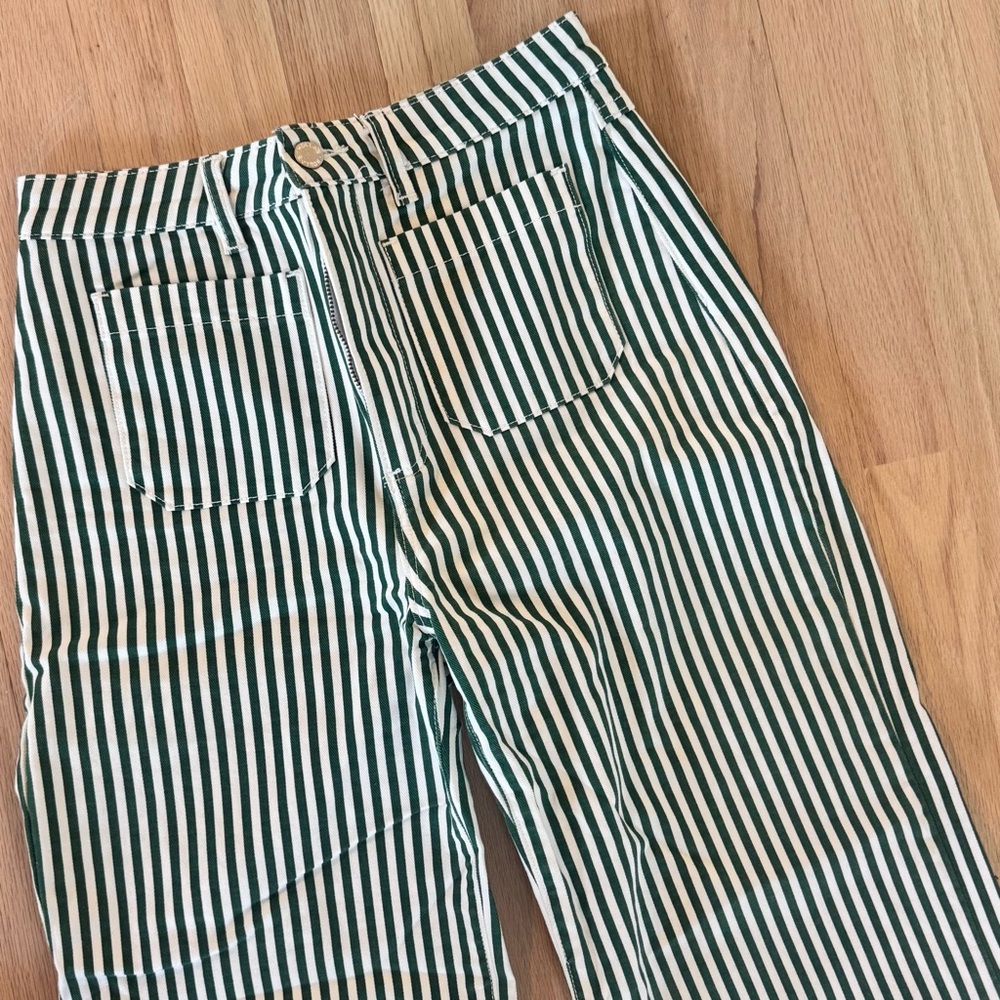 ROLLA'S Forest Green Striped Wide-Leg Trousers - Picture 8 of 9